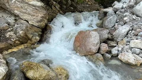 Wild Mountain Stream Flowing Over Rocks Stock Footage 279565627