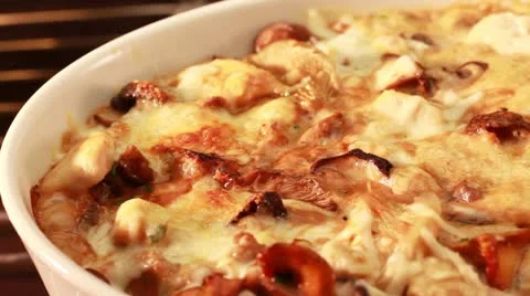 A wild mushroom bake in an oven Stock-Footage 24672219