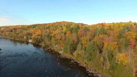 Wild natural setup of river flowing thru hills in beautiful fall season Stock Footage 119208984