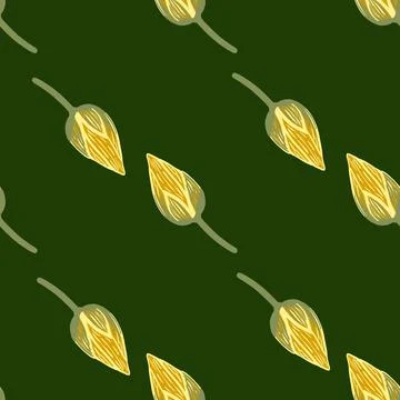 Wild nature flora seamless pattern with lotus bud elements in hand drawn styl イラスト素材