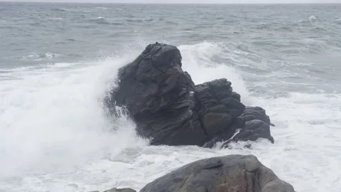 Wild Ocean Waves Hitting Coastal Rocks – 4K Video – Crete Stock Footage 308367797