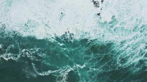 Wild ocean waves shot by drone from above Stock Footage 203595730
