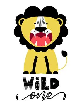 Wild one - funny vector character drawing. Illustrazione stock