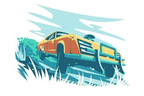 Wild orange fast car Stock Illustration