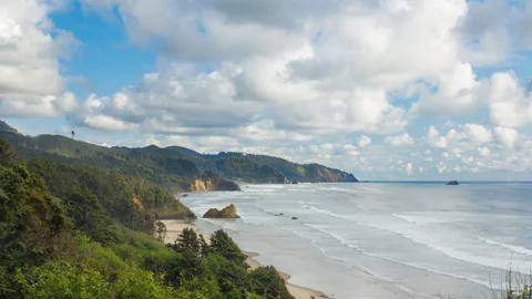 Wild Oregon Beach Coast Timelapse, Oswald West State Park, Arch Cape Stock Footage 103866248