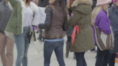 Wild Pan Over Protester Crowd On Mall To Capital - Womens March 3 DC Stock Footage 81257629