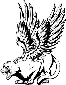 Wild panther vector illustration black and white Stock Illustration