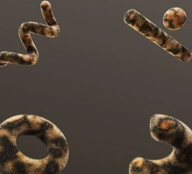 Wild party frame with geometric 3d shapes of leopard skin texture. Abstract Illustrazione stock