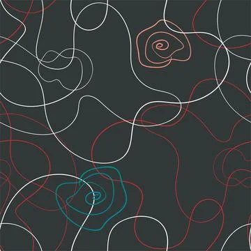 Wild poppy seamless pattern in line-art style Stock Illustration