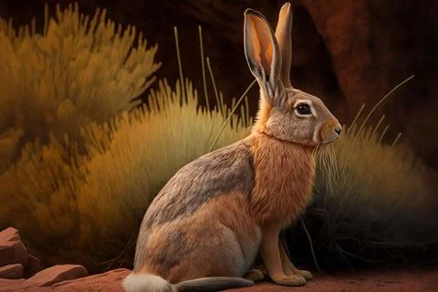 Wild rabbit at the desert Stock Illustration