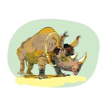 Wild Rhino men evolution Stock Illustration