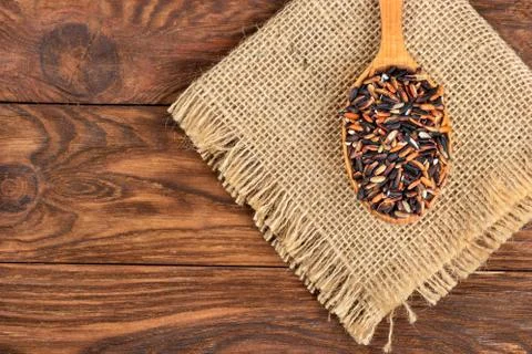 Wild rice in spoon Stock Photos