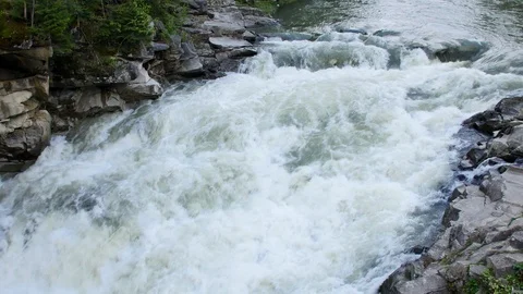 WIld river cascade in Carpathia Mountains. Video stock 117930452