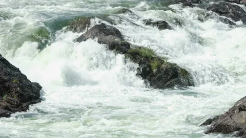 Wild River Flowing with Stone Boulders and Stone Rapids. Stock-Footage 160408024