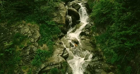 Wild river stream in the mounains of the Pyrenees Stock Footage 94206828
