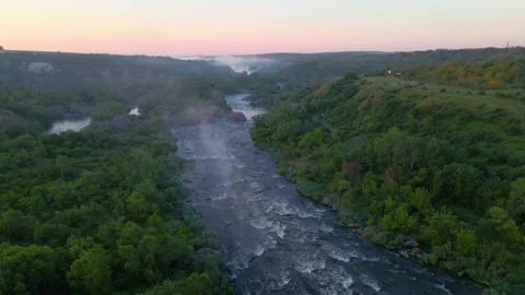 Wild river with surfs deep in the canyon Stock Footage 155681876