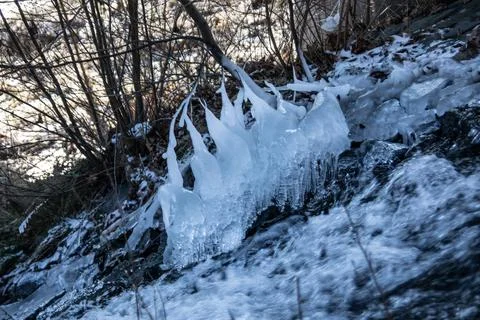 Wild river in winter Stock Photos