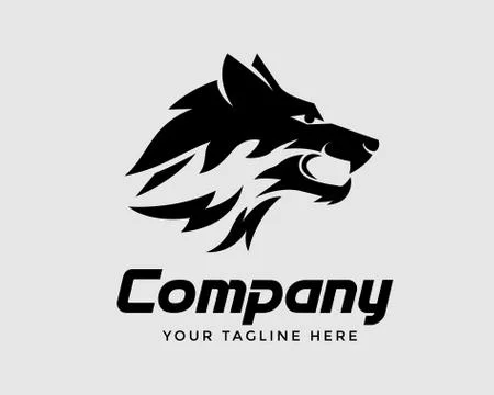 Wild roar head wolf art logo design inspiration Stock Illustration