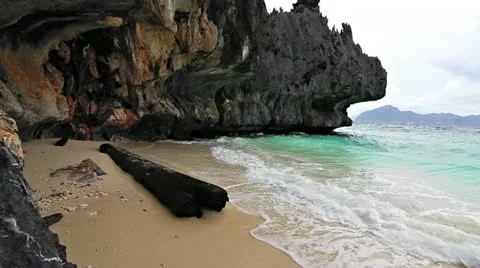 Wild rock beach loop Stock Footage 11618740