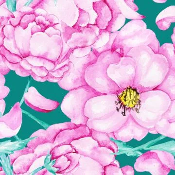 Wild rose summer pattern Stock Illustration