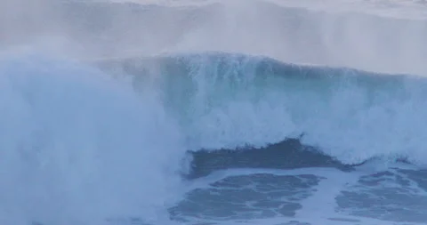 Wild sea swell dramatic breaking waves cinematic slow motion Stock Footage 330919484