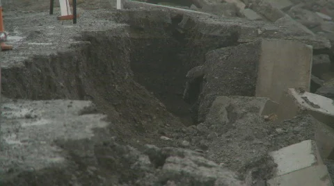 Wild seas erode road Stock Footage 461455