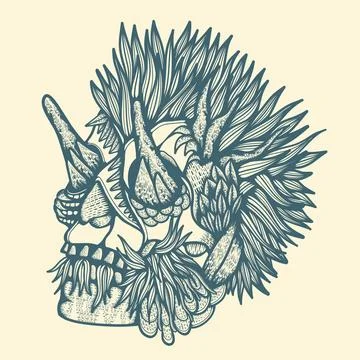 Wild Skull Illustrazione stock