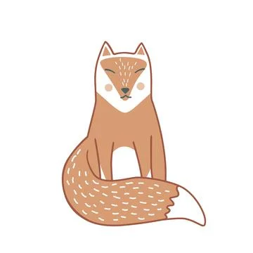 Wild sleeping fox hand drawn in Scandinavian style. Vector illustration isolated Stock Illustration