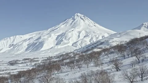 Wild snow volcano landscape Stock Footage 239244885