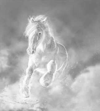 Wild stallion running on clouds Stock Photos