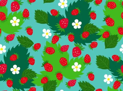 Wild strawberry multicolor seamless pattern for branding package Stock Illustration