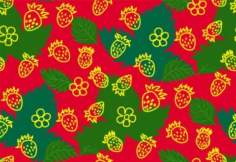 Wild strawberry multicolor seamless pattern for branding package 스톡 일러스트