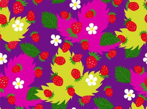 Wild strawberry multicolor seamless pattern for branding package Stock Illustration