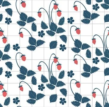 Wild strawberry multicolor seamless pattern for branding package 스톡 일러스트
