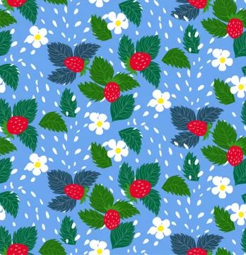 Wild strawberry multicolor seamless pattern for branding package Stock Illustration