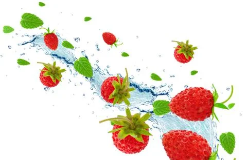 Wild strawberry splash Stock Photos