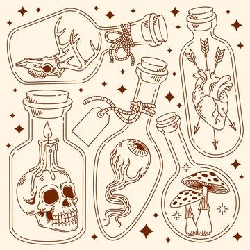 Wild stuff in a bottle illustration Stock Illustration
