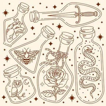 Wild stuff in a bottle illustration Stock Illustration