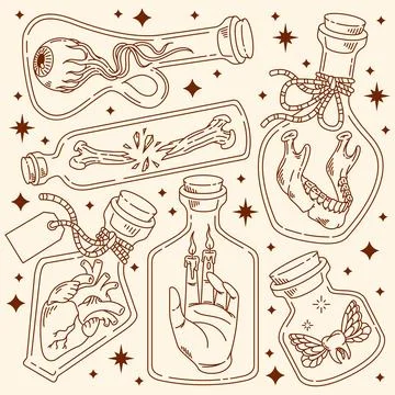 Wild stuff in a bottle illustration Illustrazione stock