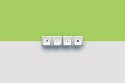Wild text on a 3d keyboard button with shadow concept series 스톡 일러스트