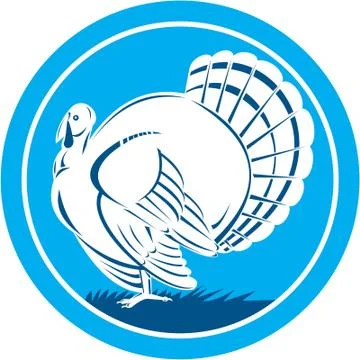 Wild turkey side view circle retro Stock Illustration