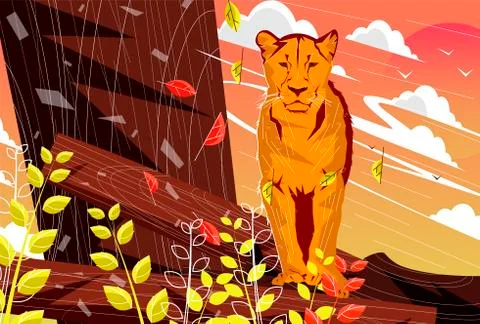Wild vector savannah flat illustration Stock Illustration