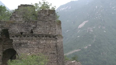 Wild Wall section of Chinese Great Wall Stock Footage 58607662