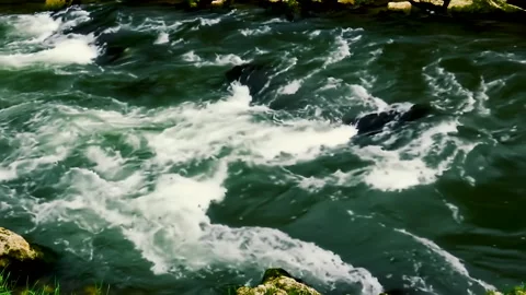 Wild water of fast mountain river Video stock 140434841