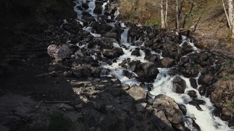 Wild waterfall in the mountains. Stock Footage 90341080