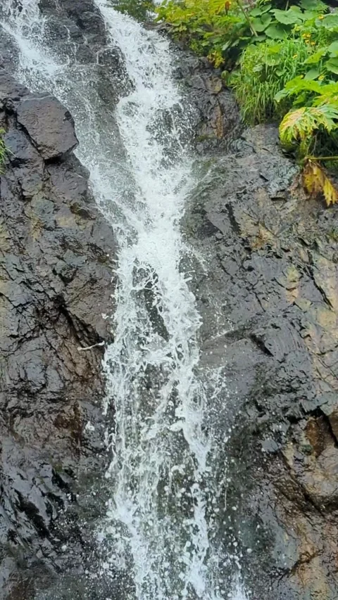 Wild waterfall in the nature with rocks Stock Footage 307650177