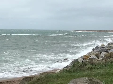 Wild waves in Normandy Stock Photos
