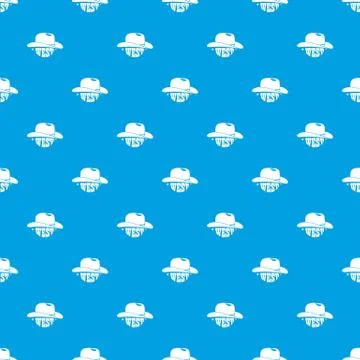 Wild west cowboy hat pattern vector seamless blue Illustrazione stock