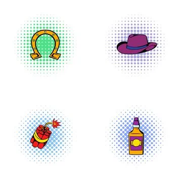 Wild west elements collection pop art style Illustrazione stock