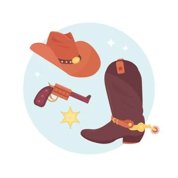 Wild west elements set. Cowboy accessories. Stock Illustration